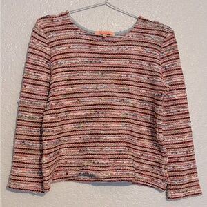 Vilagallo Pink and Blue Boxy Long Sleeve Blouse